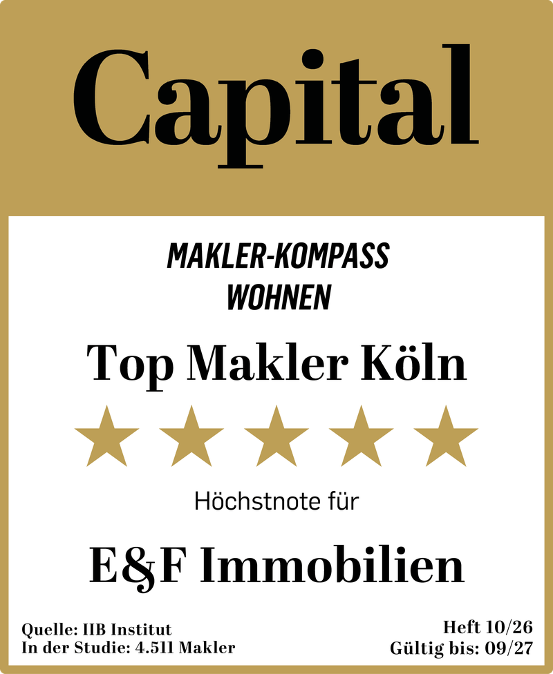 Capital Makler-Kompass Wohnen: Top Makler Köln, fünf Sterne – Höchstnote für E&F Immobilien